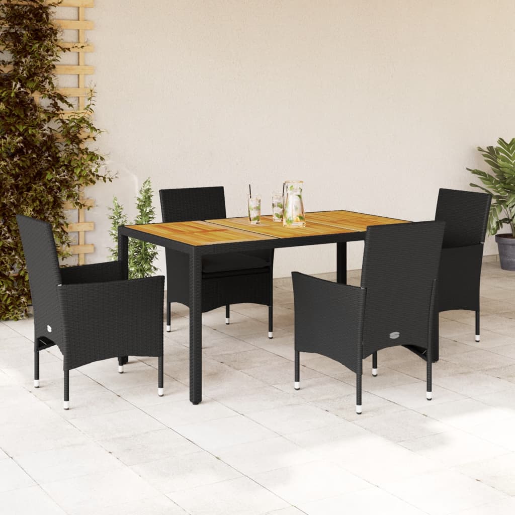 5-Delige Tuinset Met Kussens Poly Rattan En Acaciahout
