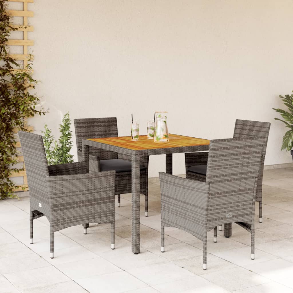 5-Delige Tuinset Met Kussens Poly Rattan En Acaciahout