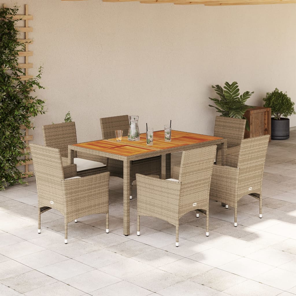 5-Delige Tuinset Met Kussens Poly Rattan En Acaciahout