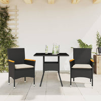 3-Delige Tuinset Met Kussens Poly Rattan En Acaciahout