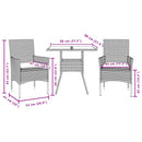 3-Delige Tuinset Met Kussens Poly Rattan En Acaciahout