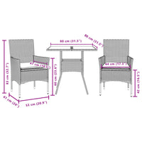 3-Delige Tuinset Met Kussens Poly Rattan En Acaciahout