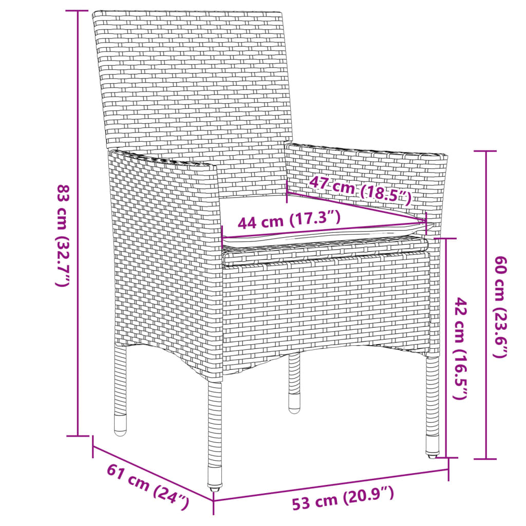3-Delige Tuinset Met Kussens Poly Rattan En Acaciahout