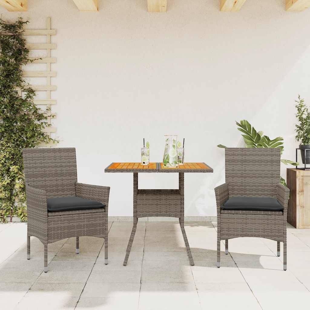 3-Delige Tuinset Met Kussens Poly Rattan En Acaciahout