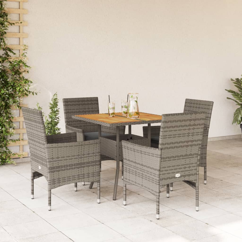 3-Delige Tuinset Met Kussens Poly Rattan En Acaciahout