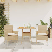 3-Delige Tuinset Met Kussens Poly Rattan En Acaciahout