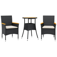 3-Delige Tuinset Met Kussens Poly Rattan En Acaciahout