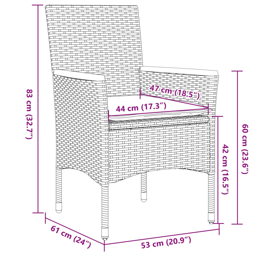 3-Delige Tuinset Met Kussens Poly Rattan En Acaciahout