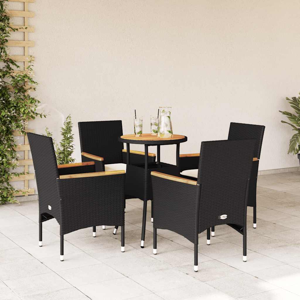 3-Delige Tuinset Met Kussens Poly Rattan En Acaciahout