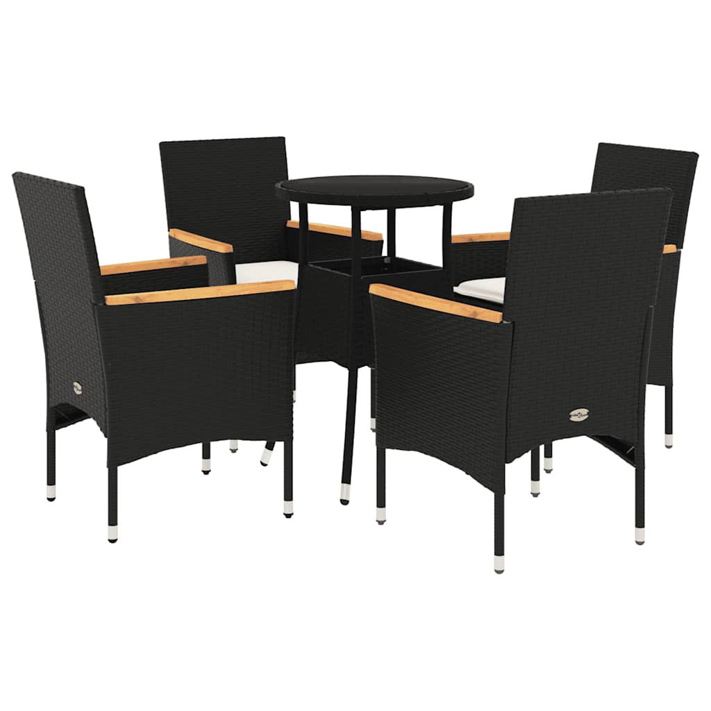 5-Delige Tuinset Met Kussens Poly Rattan En Glas