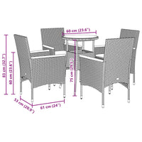 5-Delige Tuinset Met Kussens Poly Rattan En Glas