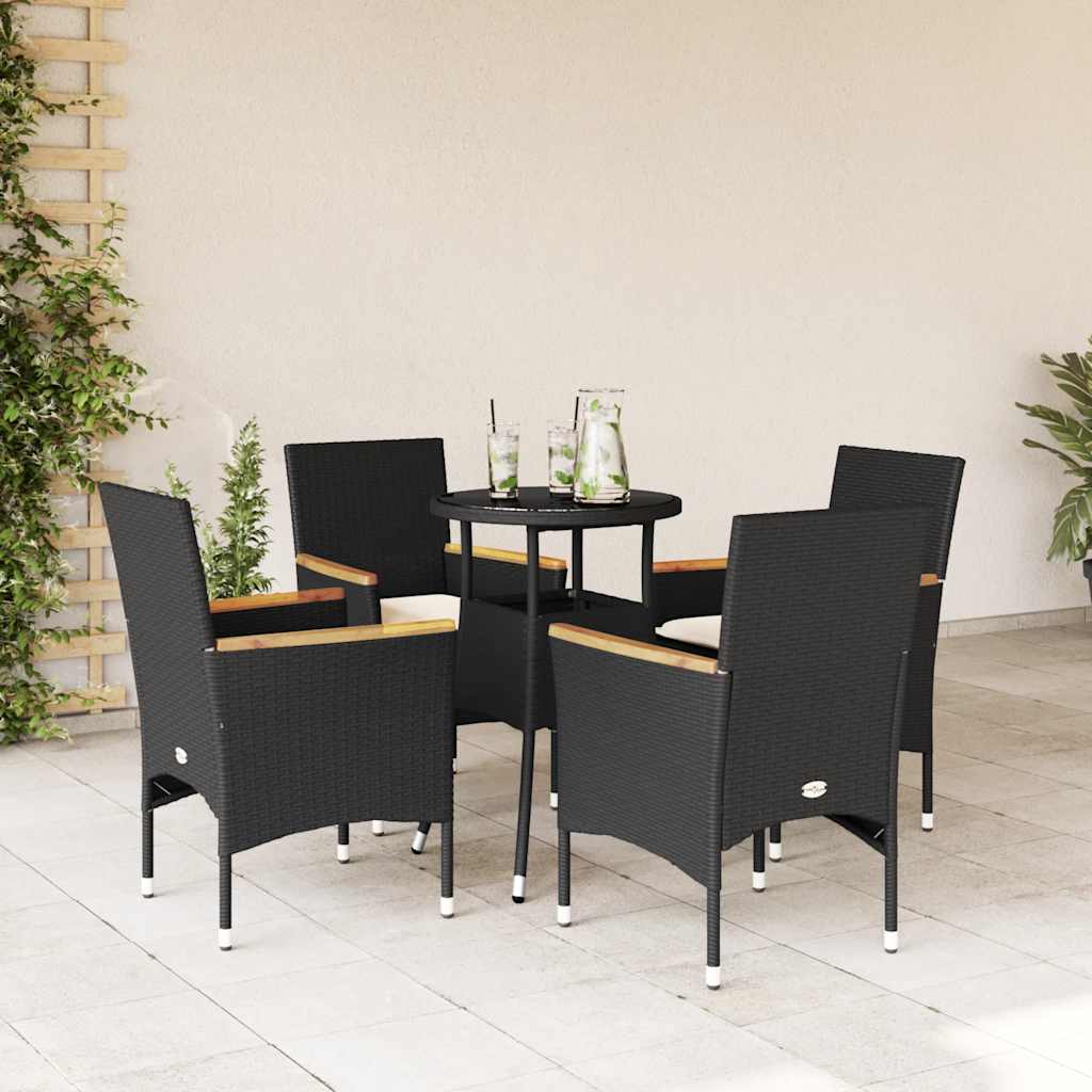 5-Delige Tuinset Met Kussens Poly Rattan En Glas