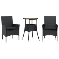 3-Delige Tuinset Met Kussens Poly Rattan En Acaciahout
