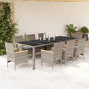 11-Delige Tuinset Met Kussens Poly Rattan En Glas