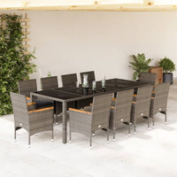 11-Delige Tuinset Met Kussens Poly Rattan En Glas