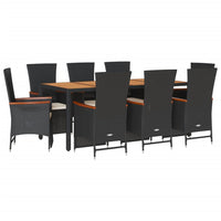 9-Delige Tuinset Poly Rattan Zwart