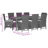 9-Delige Tuinset Poly Rattan Zwart