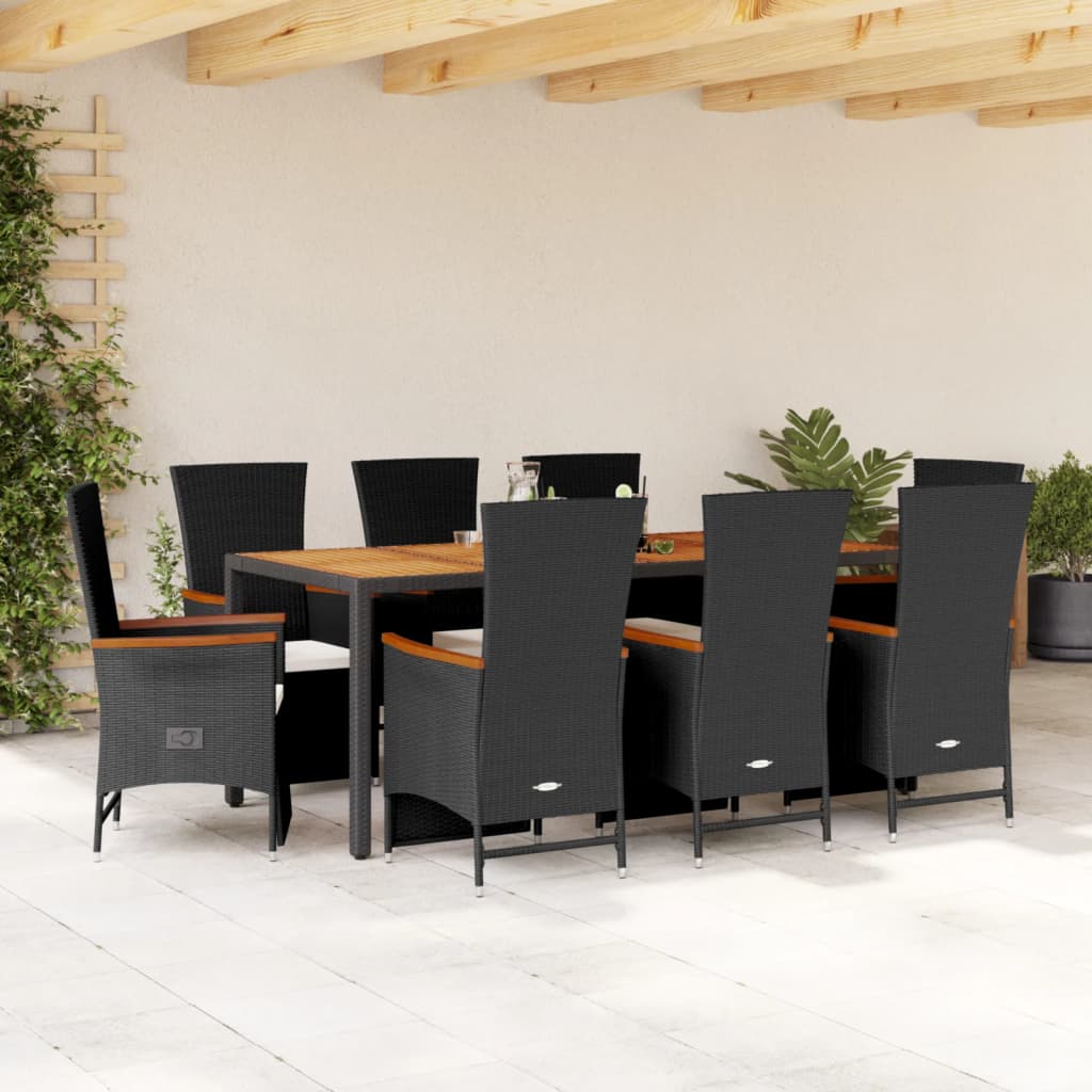 9-Delige Tuinset Poly Rattan Zwart