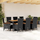 9-Delige Tuinset Poly Rattan Zwart