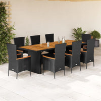 11-Delige Tuinset Met Kussens Poly Rattan Zwart