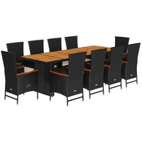 11-Delige Tuinset Met Kussens Poly Rattan Zwart