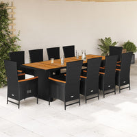 11-Delige Tuinset Met Kussens Poly Rattan Zwart
