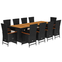 11-Delige Tuinset Met Kussens Poly Rattan Zwart