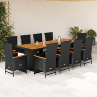11-Delige Tuinset Met Kussens Poly Rattan Zwart