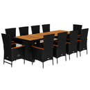 11-Delige Tuinset Met Kussens Poly Rattan Zwart