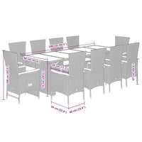 11-Delige Tuinset Met Kussens Poly Rattan Zwart