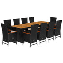 11-Delige Tuinset Met Kussens Poly Rattan Zwart