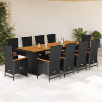 11-Delige Tuinset Met Kussens Poly Rattan Zwart