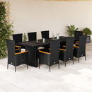 11-Delige Tuinset Met Kussens Poly Rattan Zwart