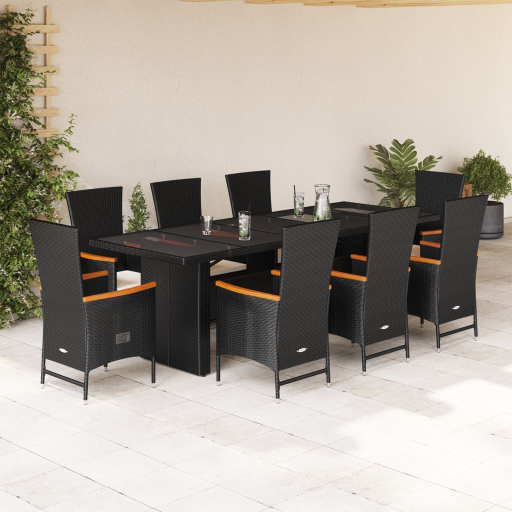 11-Delige Tuinset Met Kussens Poly Rattan Zwart