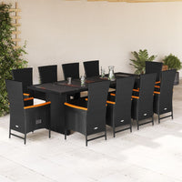 11-Delige Tuinset Met Kussens Poly Rattan Zwart