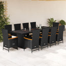 11-Delige Tuinset Met Kussens Poly Rattan Zwart