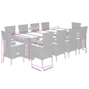 11-Delige Tuinset Met Kussens Poly Rattan Grijs