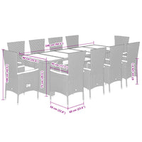 11-Delige Tuinset Met Kussens Poly Rattan Grijs