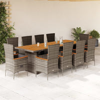11-Delige Tuinset Met Kussens Poly Rattan Grijs