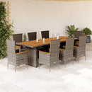 11-Delige Tuinset Met Kussens Poly Rattan Grijs