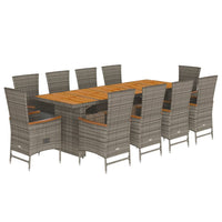 11-Delige Tuinset Met Kussens Poly Rattan Grijs