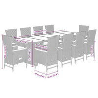 11-Delige Tuinset Met Kussens Poly Rattan Grijs