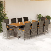 11-Delige Tuinset Met Kussens Poly Rattan Grijs