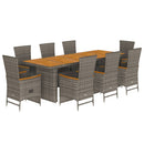 9-Delige Tuinset Met Kussens Poly Rattan Grijs