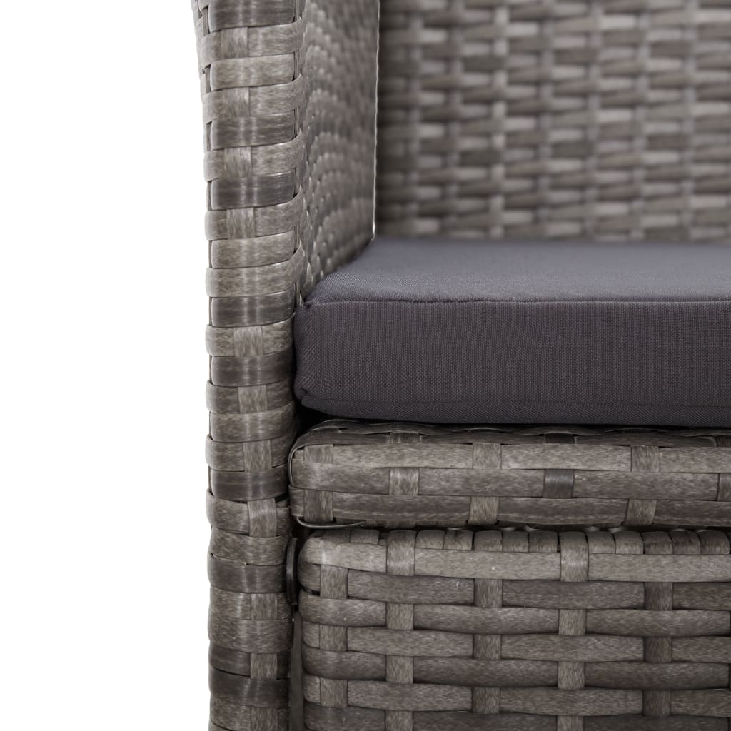 9-Delige Tuinset Met Kussens Poly Rattan Grijs
