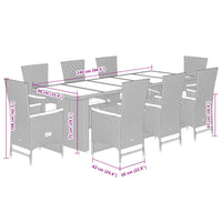 9-Delige Tuinset Met Kussens Poly Rattan Grijs