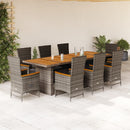 9-Delige Tuinset Met Kussens Poly Rattan Grijs