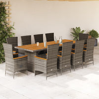 9-Delige Tuinset Met Kussens Poly Rattan Grijs