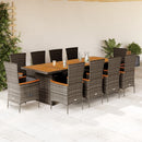 11-Delige Tuinset Met Kussens Poly Rattan Grijs