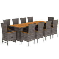 11-Delige Tuinset Met Kussens Poly Rattan Grijs